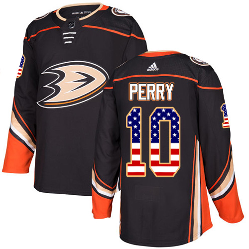 Adidas Ducks #10 Corey Perry Black Home Authentic USA Flag Youth Stitched NHL Jersey